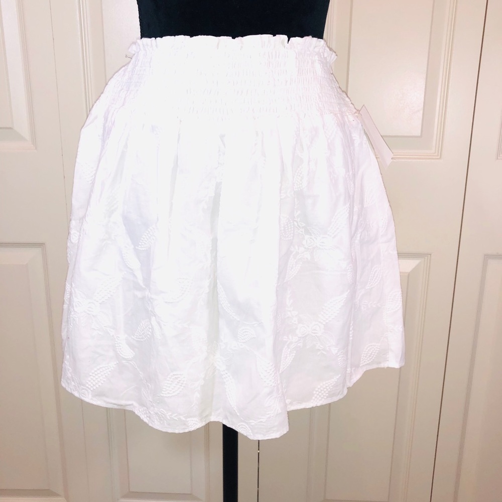 HINGE VINTAGE WHITE Embroided Skirt